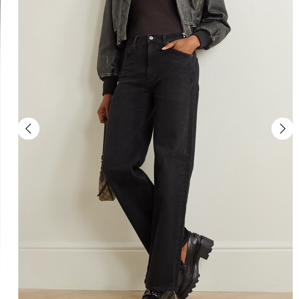 Agolde Black High-Rise Straight-Leg Jeans